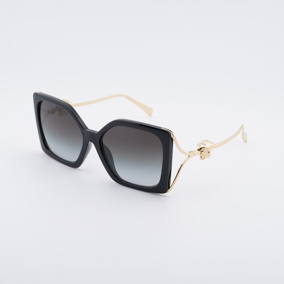 Versace VE4502U GB1/87 Sunglasses Black/Gold Square Frame, Grey Gradient Lenses - Picture 1 of 9